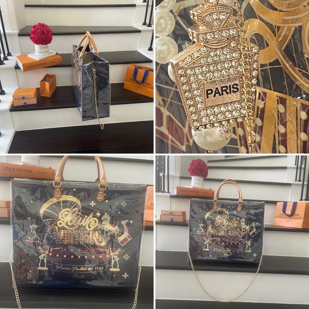 Large Louis Vuitton Holiday Edition PVC Tote Carousel Paris theme - Picture 9 of 17